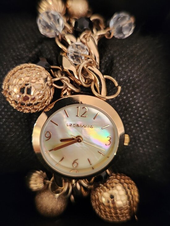 Vintage Liz Claiborne Gold-Tone Charm Bracelet Watch Brand New main image 6
